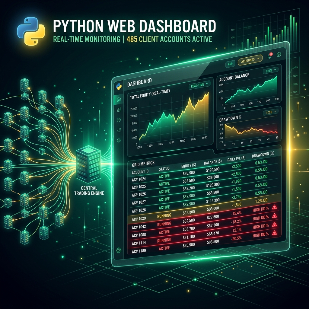 Lập trình Web Dashboard Python giám sát 100+ tài khoản MT5 Realtime