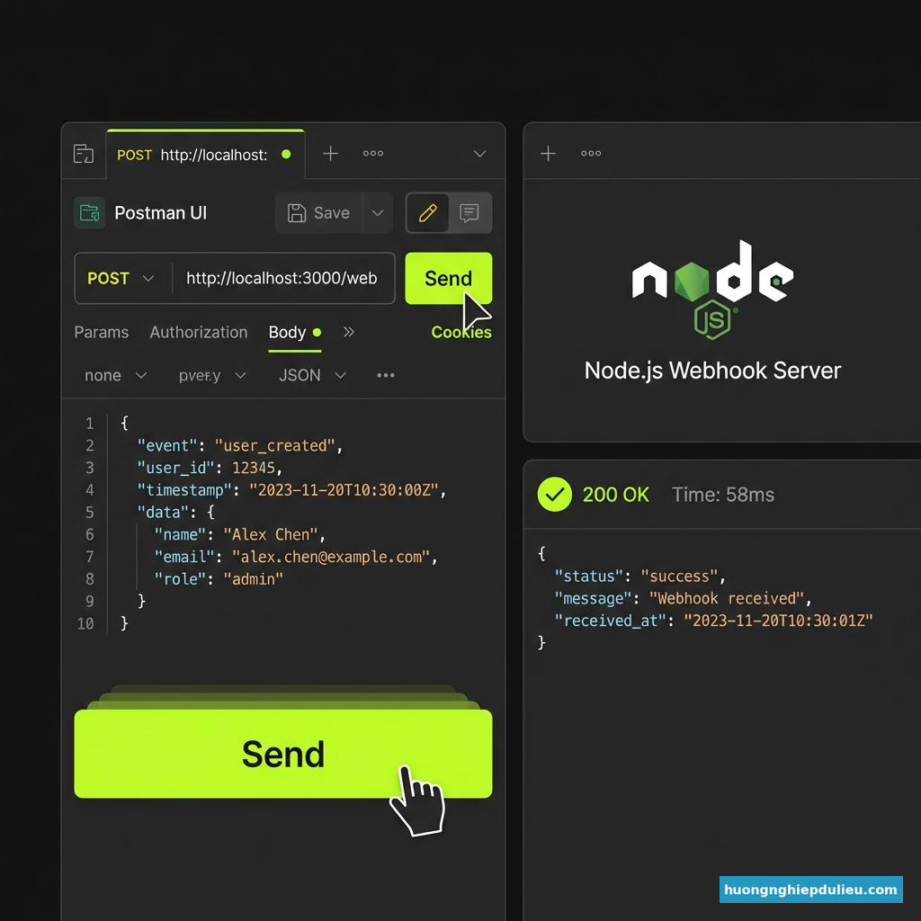 Giả lập gửi Webhook request từ Postman