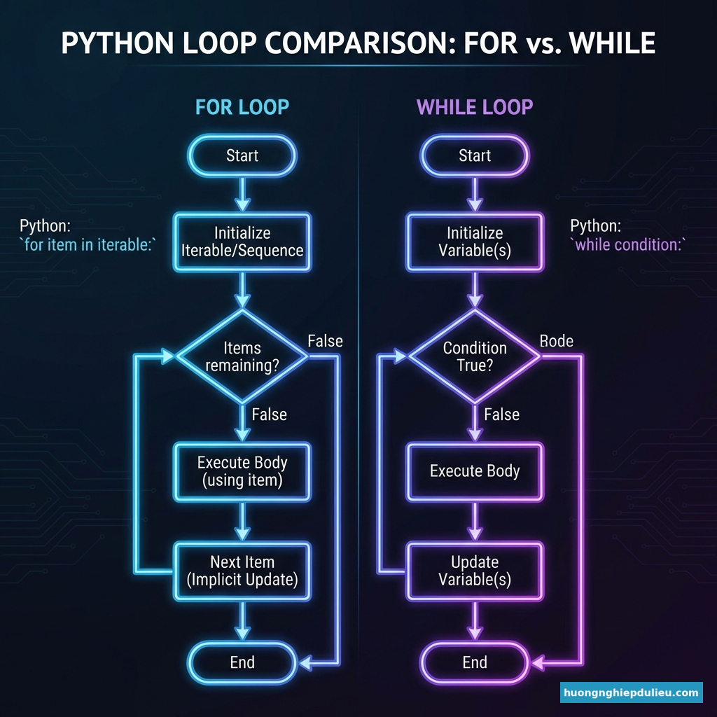 So sánh vòng lặp For và While