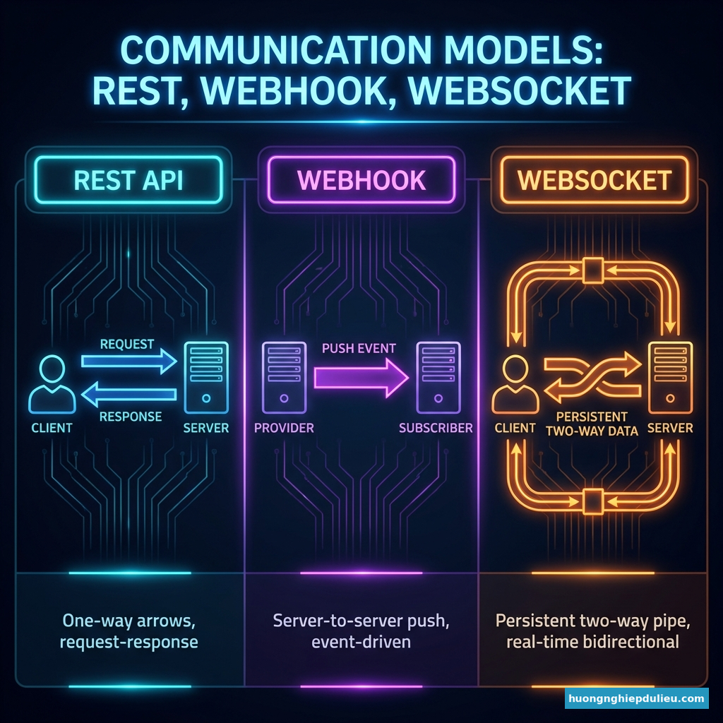 Sơ đồ so sánh các mô hình giao tiếp Web