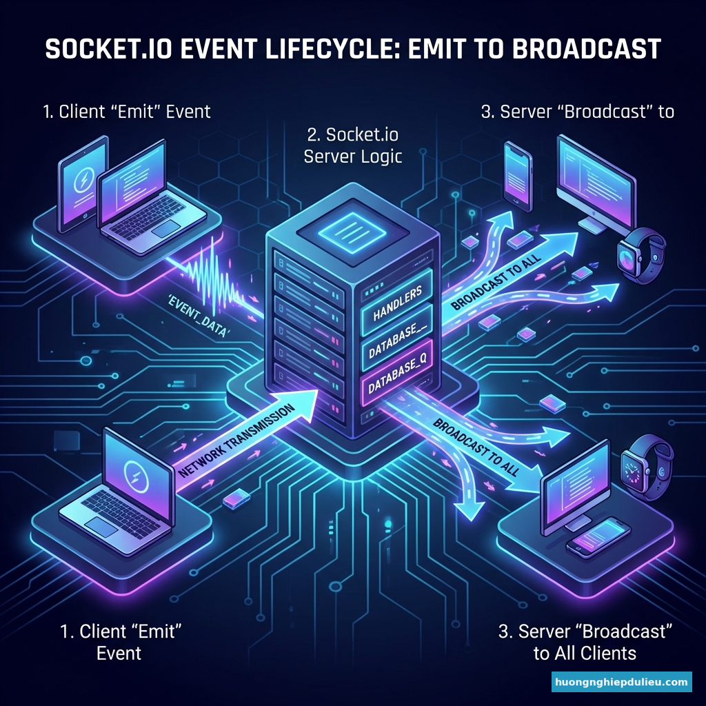 Vòng đời sự kiện trong Socket.io: Từ Emit đến Broadcast