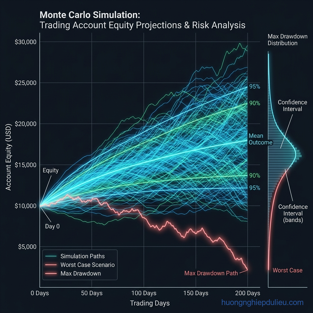 Ứng Dụng Monte Carlo Simulation Để Đánh Giá Xác Suất Sụt Giảm Tài Khoản (Max Drawdown)