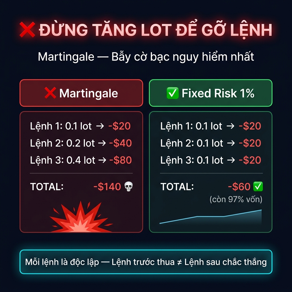 Tại sao không được tăng Lot để gỡ lệnh?