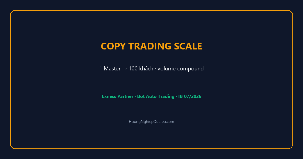 Copy Trading scale backcom IB: Từ 1 Master Bot đến 100 khách — volume compound