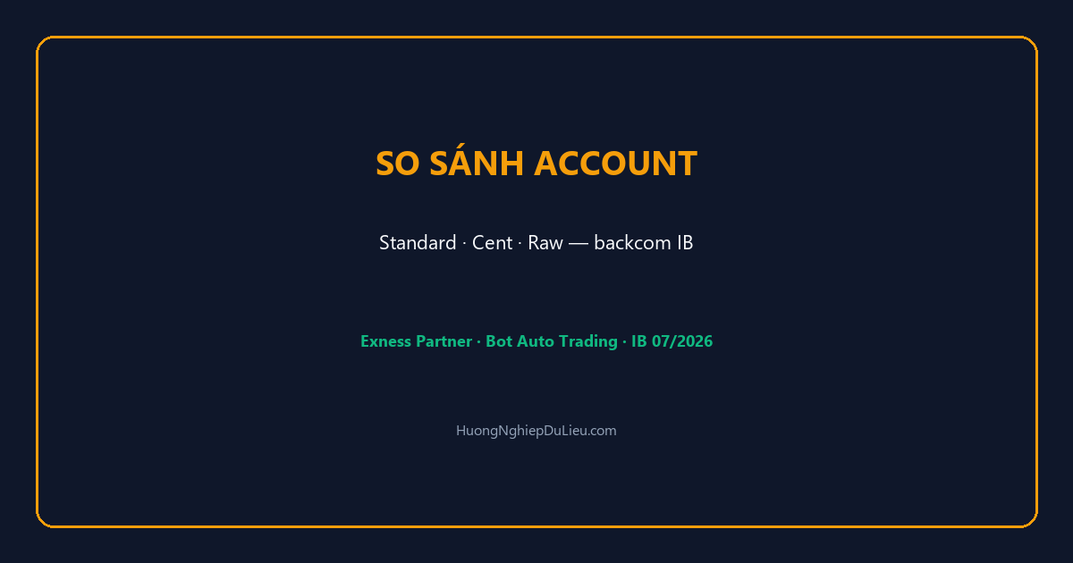 So sánh tài khoản Exness cho IB Bot: Standard, Cent, Raw — backcom và volume khác nhau thế nào?