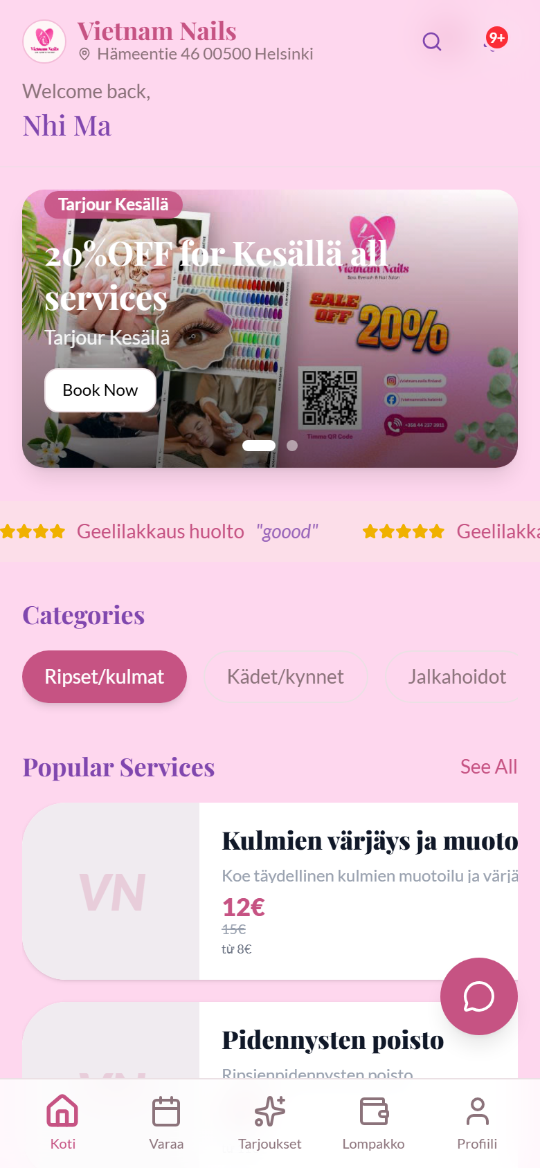 Trang chủ app Vietnam Nails — dịch vụ nail Helsinki