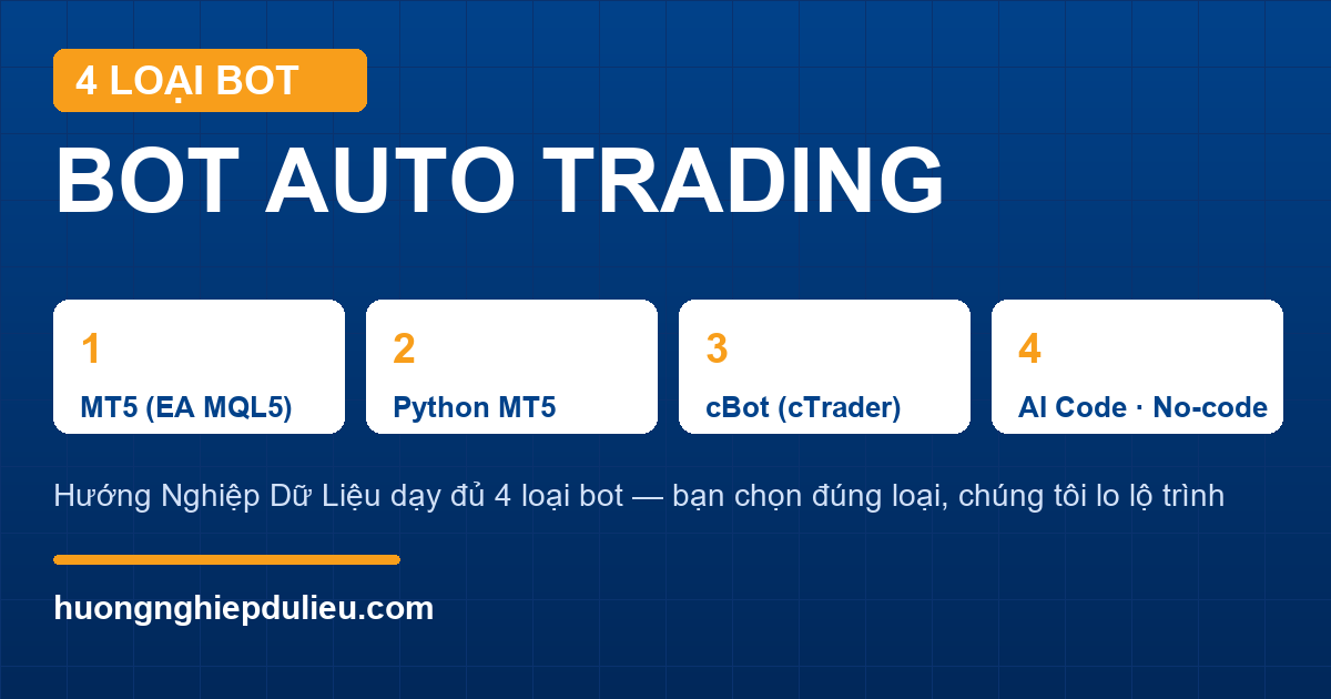 4 Loại Bot Auto Trading: MT5, Python, cBot, AI Code — Bạn Nên Học Loại Nào?