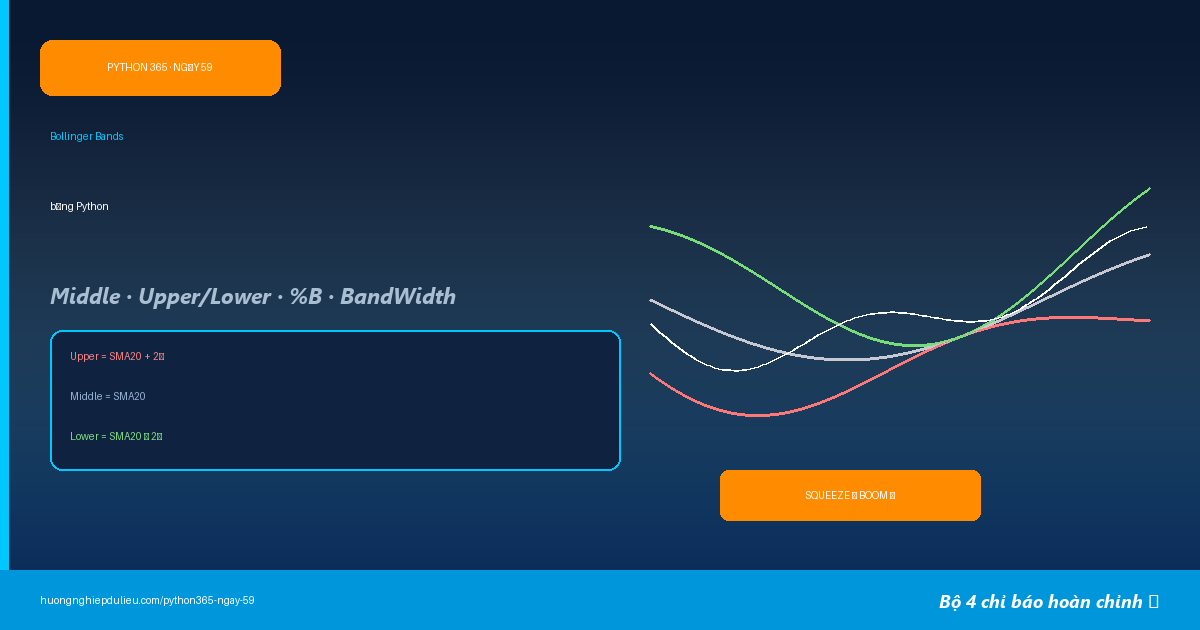 Tính Dải Bollinger Bands Bằng Python – Middle Band, Upper/Lower, %B, BandWidth