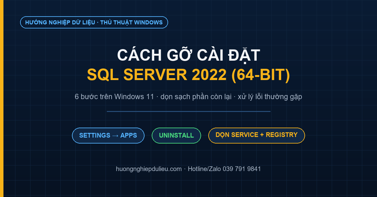 Cách Gỡ Cài Đặt Microsoft SQL Server 2022 (64-bit) Trên Windows 11